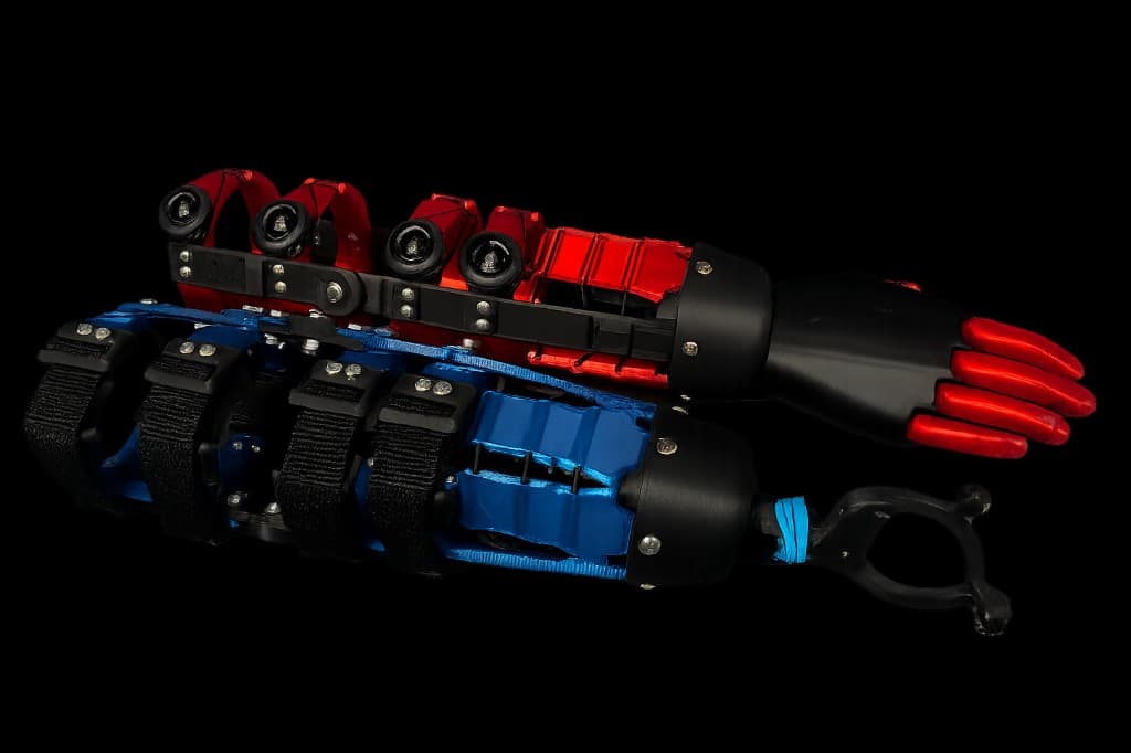 Exploded view of two Mobilis sockets showing BOA tightening system and carbon-fiber construction in red and blue colorways